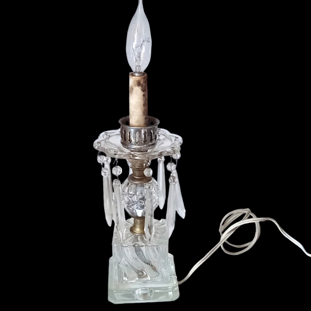Vintage Clear Glass Lamp Hanging Crystal Prisms Works